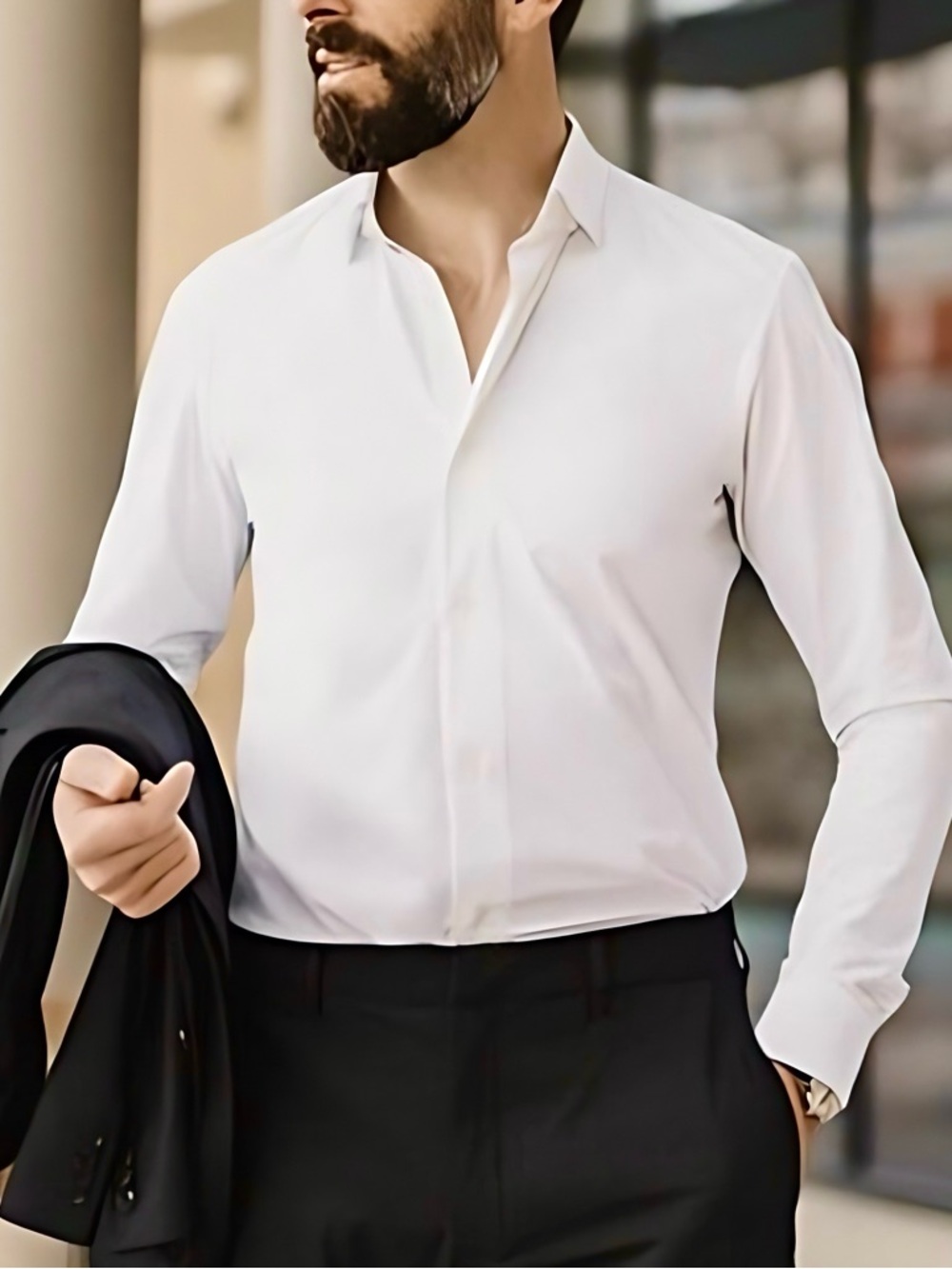 Seagale Active Stretch Shirt White Technical Button Down Large